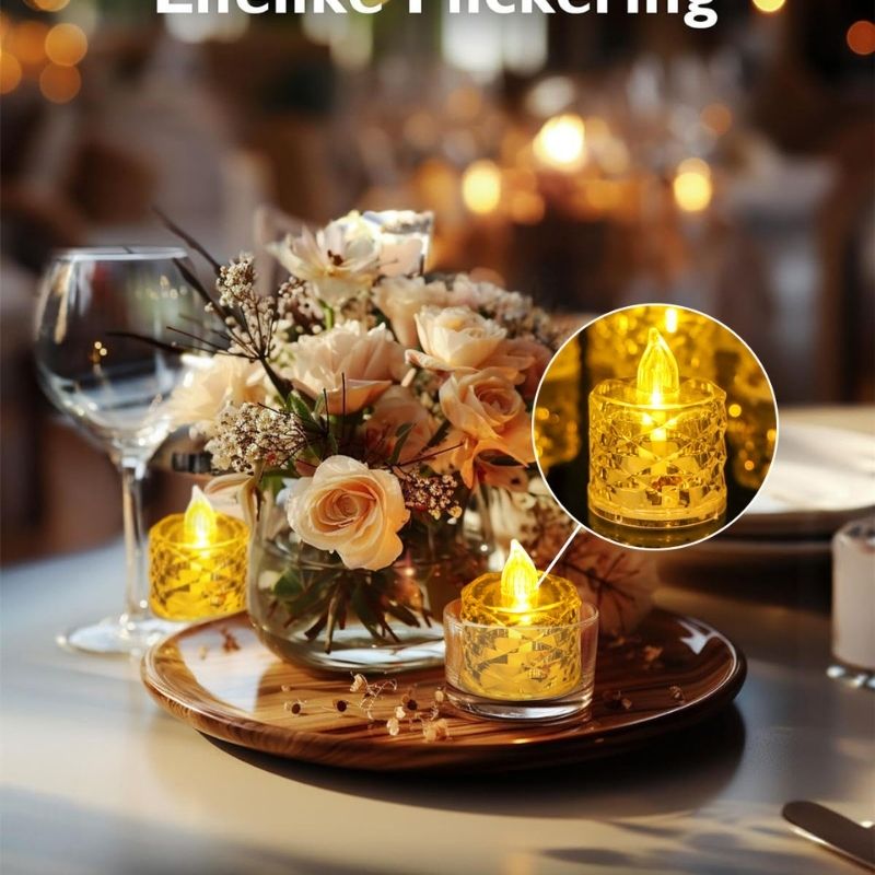 10  Conjuntos Mini Hengling Cristal Transparente Velas Luz Led Eletrônica Decorativa