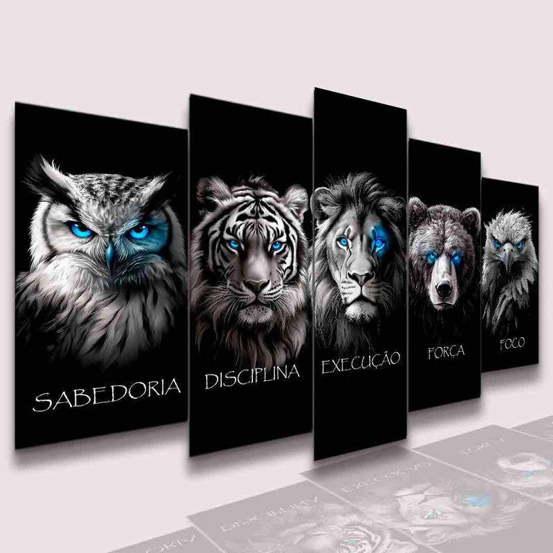 Conjunto Quadros DecorativosAlta Resolução Mosaico Leão Paisagem Frases Flores Cristão Sala Quarto em Oferta na Shopee