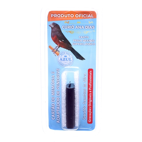 Cartão de Memória com Adaptador para Pendrive Curió Ana Dias - Selo Azul para Pássaros