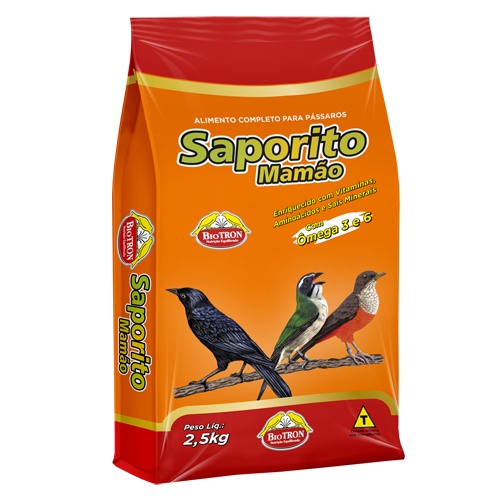 Ração Saporito Mamão para Pássaros - Biotron - 2,5kg