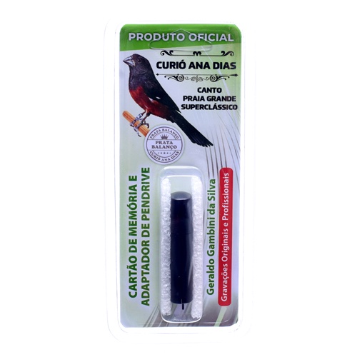 Cartão de Memória com Adaptador para Pendrive Canto do Curió Ana Dias - Prata Balanço para Pássaros