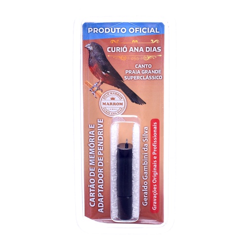 Cartão de Memória com Adaptador para Pendrive Curió Ana Dias - Selo Marrom para Pássaros
