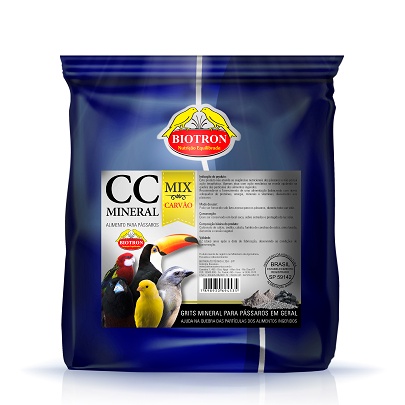 Biotron CC Mineral Mix com Carvão - 500g - Fonte de Cálcio para Pássaros Aves - Escolha a quantidade