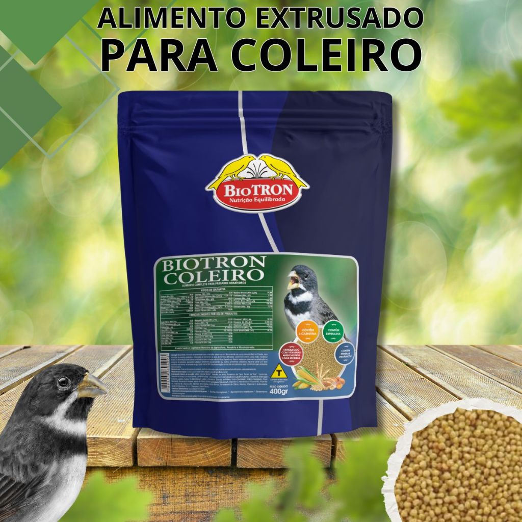 Ração para Coleiro - Biotron - 400g - Extrusada Bigodinho Coleirinha Papa Capim em Oferta na Shopee