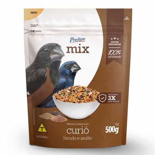 Alimento Mix Completo para Curió, Bicudo e Azulão e Outros Pássaros Pequenos - Prefere - 500g