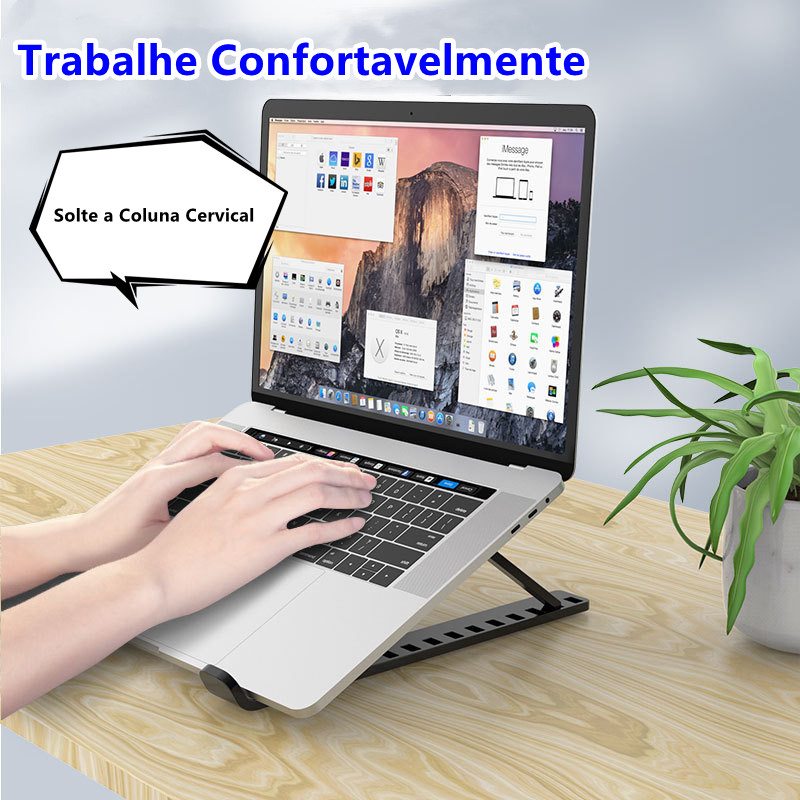 4  Unidades Suporte  Apoio De Notebook Laptop Compacto Articulado Home Office / Suporte Notebook / Porta Notebook Preto