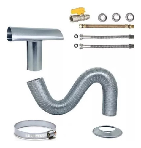 Kit Instalação Aquecedor A Gás Com Duto E Chaminé 60mm Full