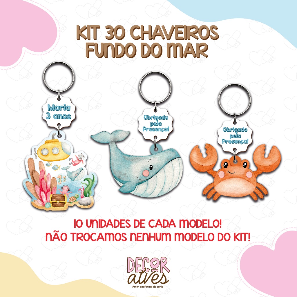 Fundo do Mar KITS VARIADOS - Chaveiro Personalizado MDF brilhoso Lembrancinha infantil em Oferta na Shopee