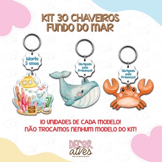 Fundo do Mar KITS VARIADOS - Chaveiro Personalizado MDF brilhoso Lembrancinha infantil em Oferta na Shopee