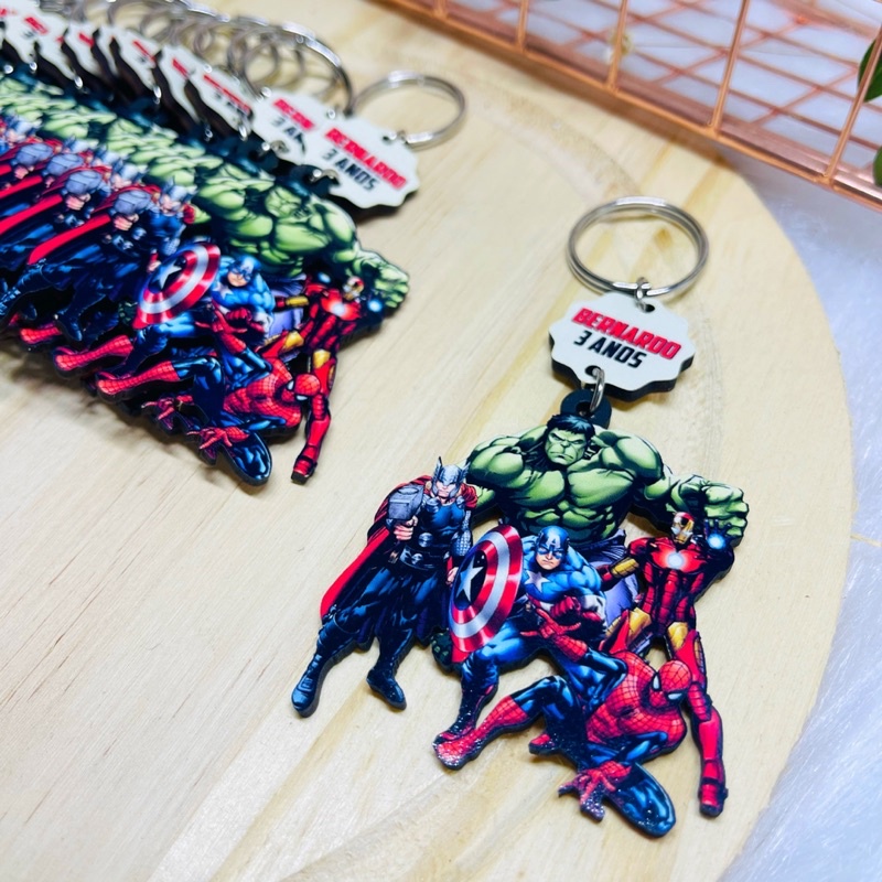 Super Heróis Juntos - Chaveiro Personalizado MDF brilhoso Lembrancinha infantil — imagem 2 de 2