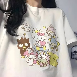 Camiseta Branca Hello Kitty com Cinnamoroll Sanrio em Oferta na Shopee