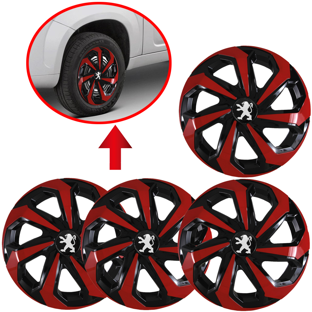 Kit 4 Carlotas Esportivas aro 13/14/15 Spider Peugeot 206 207 307 308 Escapade Brasil Sw Hoggar