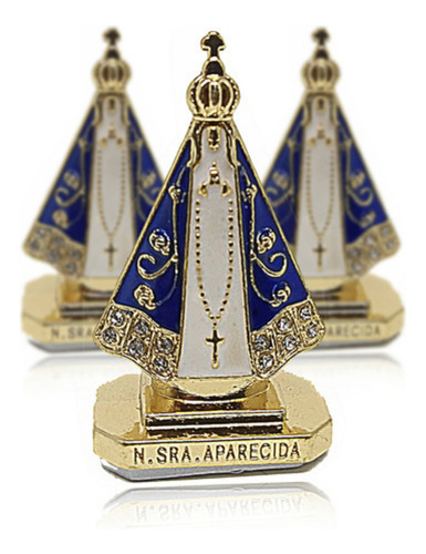 Enfeite Autocolante Dourado Nossa Senhora Aparecida Strass