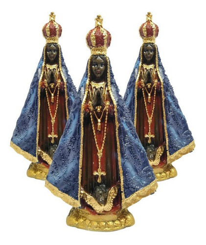 Kit 3 Nossa Senhora Aparecida Padrinhos Casamento Lembrança Cor Azul-marinho