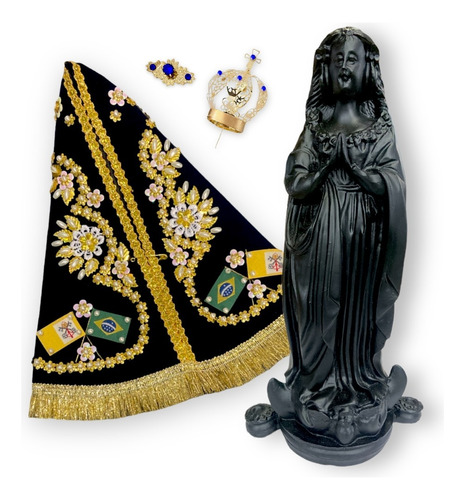 Imagem Nossa Senhora Aparecida Replica 30cm Manto E Coroa