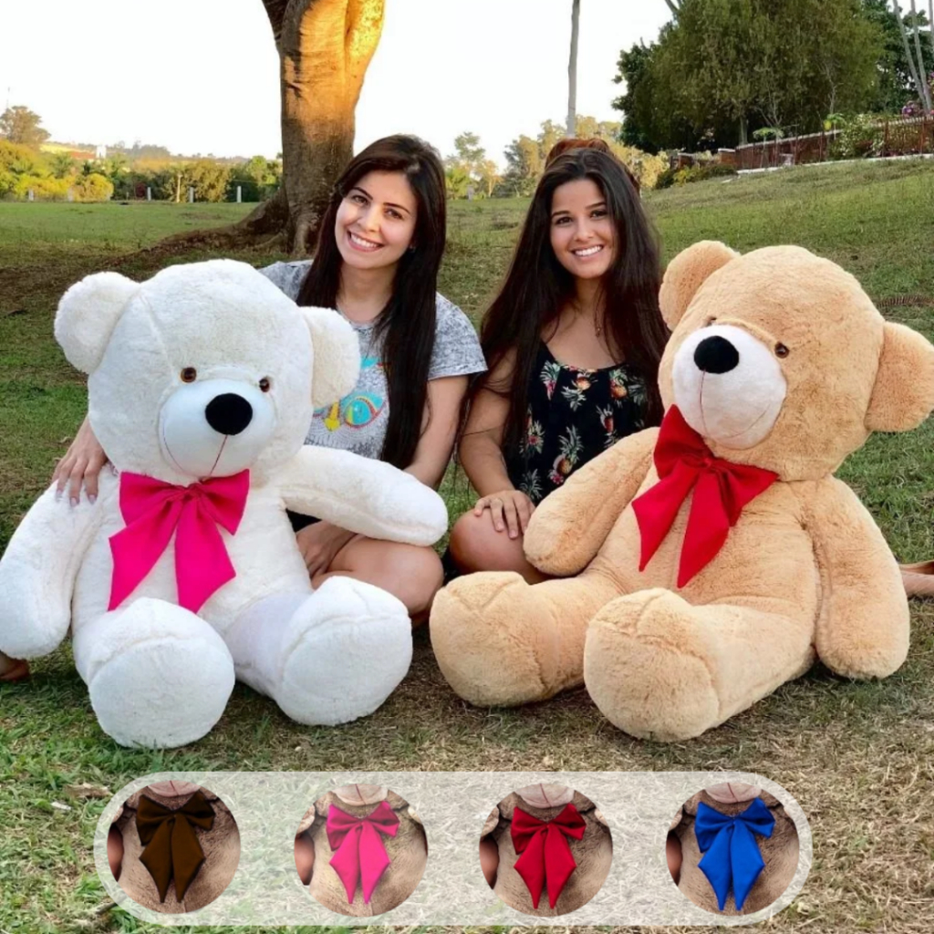 Urso de Pelúcia Gigante Teddy Antialérgico Laço Ursinho Aconchegante Macio em Oferta na Shopee