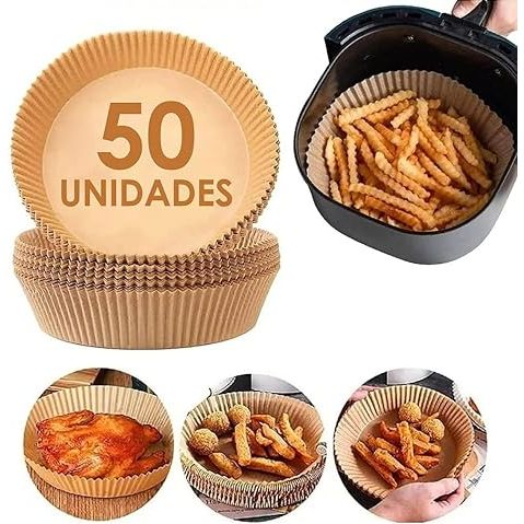 PROMOCAO Forma Papel Airfryer Antiaderente Forro Descartável 50 Unidades