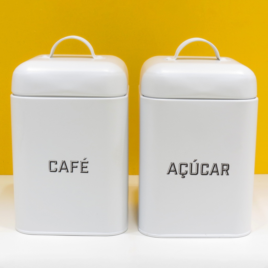 Kit 2 Latas Porta Café 500g E Açúcar Cantinho Do Café Potes Para Mantimentos