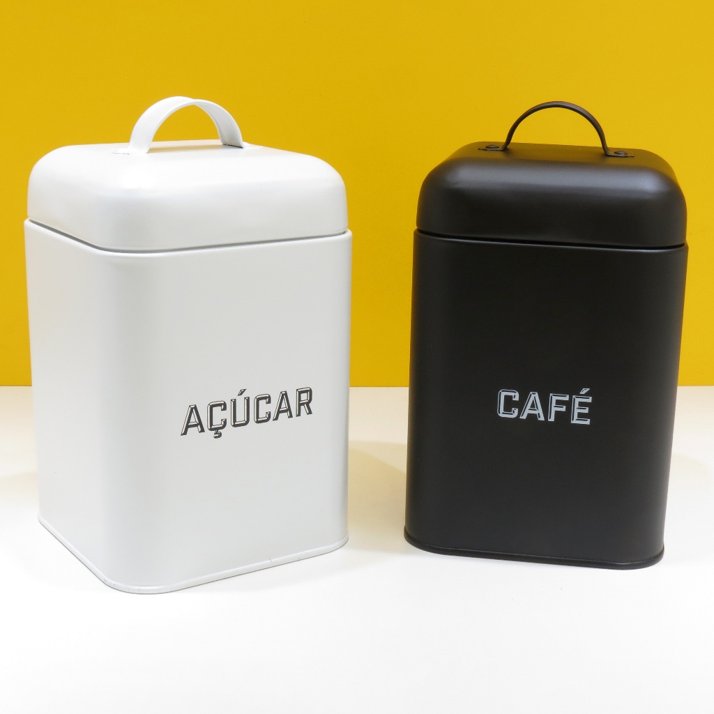 Kit 2 Latas Porta Café 500g E Açúcar Cantinho Do Café Potes Para Mantimentos