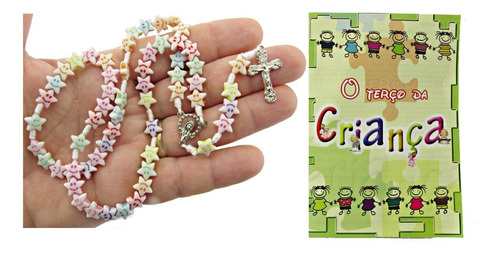 Terço Infantil Para Crianças Estrelinha C Folheto De Oração
