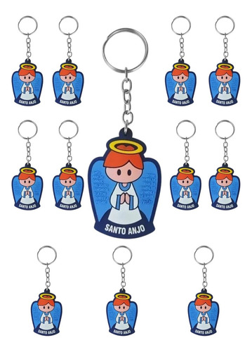 Kit 12 Chaveiro Borracha Santo Anjo Da Guarda P Lembrança