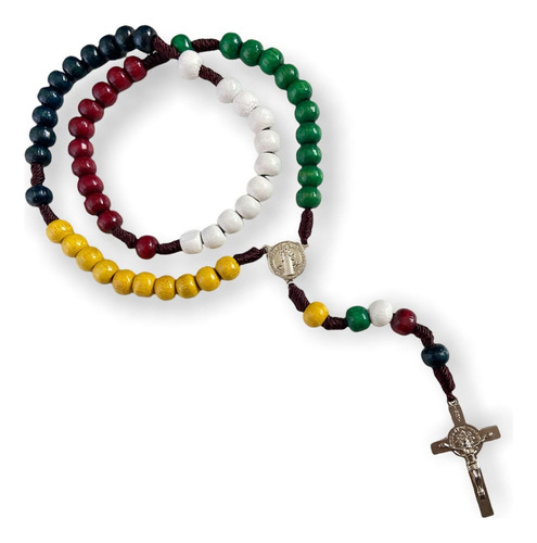 Terço Cordão Madeira Missionario São Bento 34cm