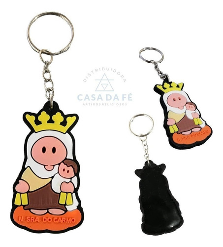 Kit C24 Chaveiro Religioso De Borracha Nossa Sra Do Carmo