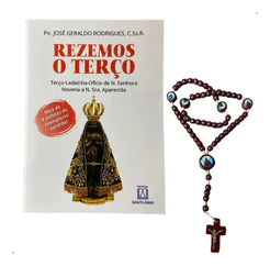 Livro Rezemos Terço Nossa Senhora Aparecida + Terço Madeira