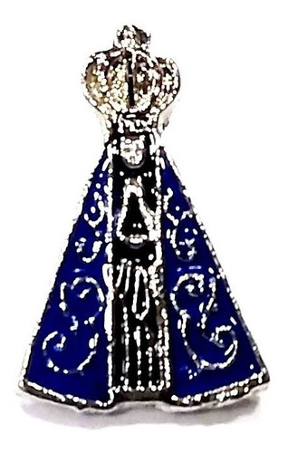Broche Bóton Católico Nossa Senhora Aparecida Folheado Prata
