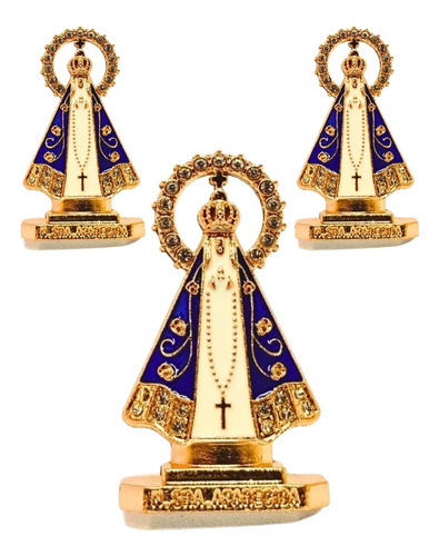 3 Santinha Nossa Senhora Aparecida Painel P Carro Dupla Face Branca