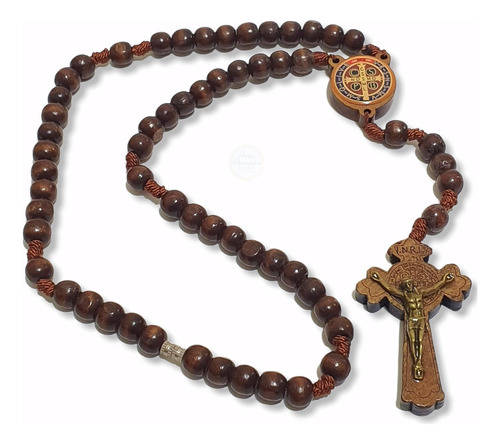 Terço Do São Bento De Pescoço De Madeira Para Rezar em Oferta na Shopee