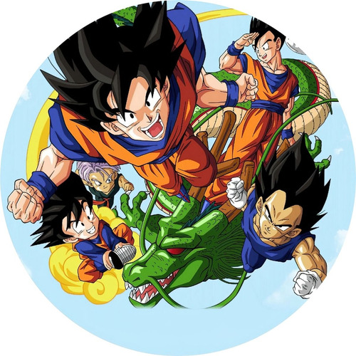 Painel Redondo Mini Dragon Ball Sublimado Festa 50x50