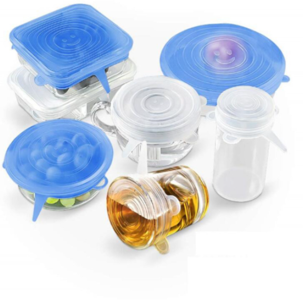 Kit 6 Tampas Panela Silicone Universal Reutilizável Elástica, Tampas Silicone Cozinha/Geladeira