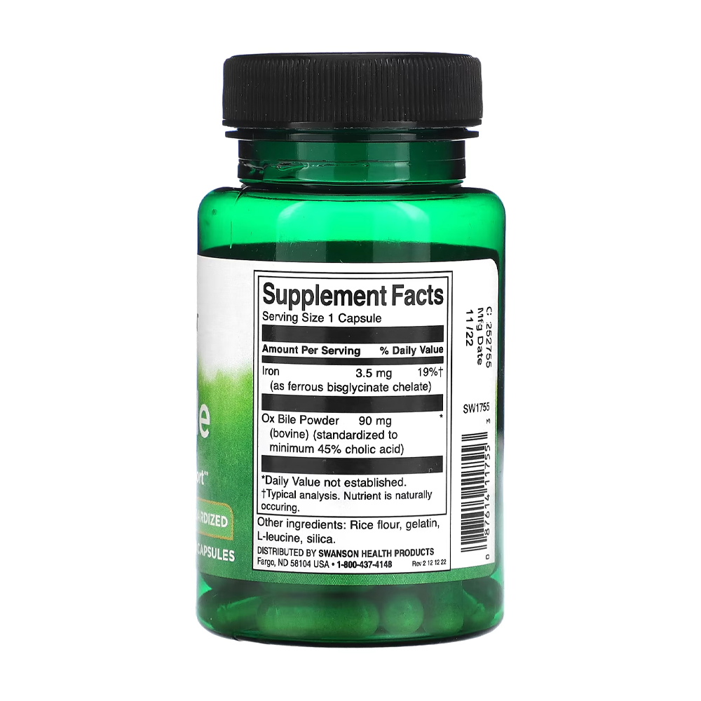 SWANSON KIT 2x Bile de Boi Ox Bile Padronizado 60 Cápsulas Made in Usa