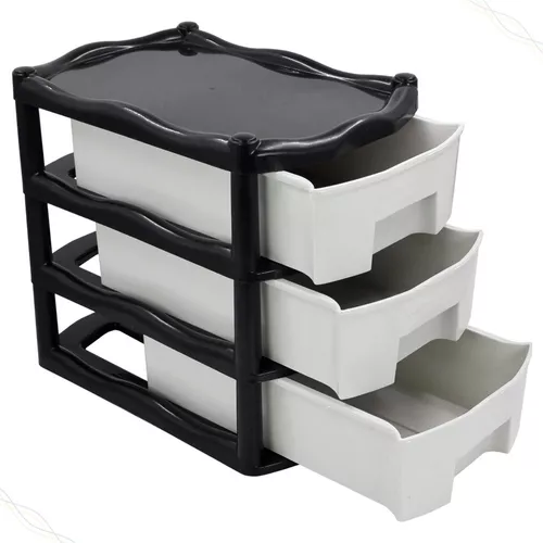 Gaveteiro Mini Organizador 3 Gavetas Multiuso Reforçado Mini Preto
