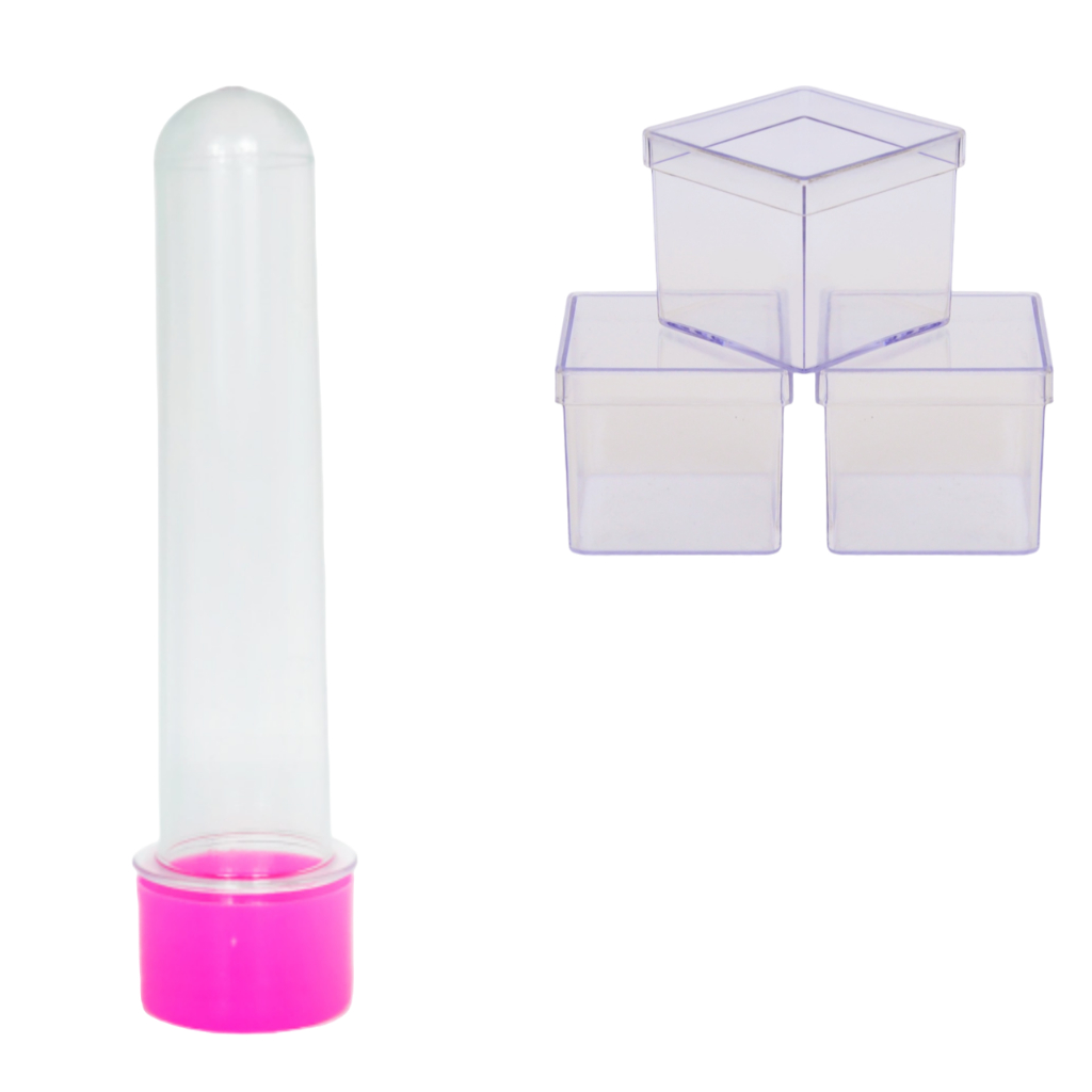 Kit festa - 60 itens - 30 Tubetes 13 cm e 30 Caixinhas acrilicas 5x5 - Lembrancinhas personalizáveis em Oferta na Shopee