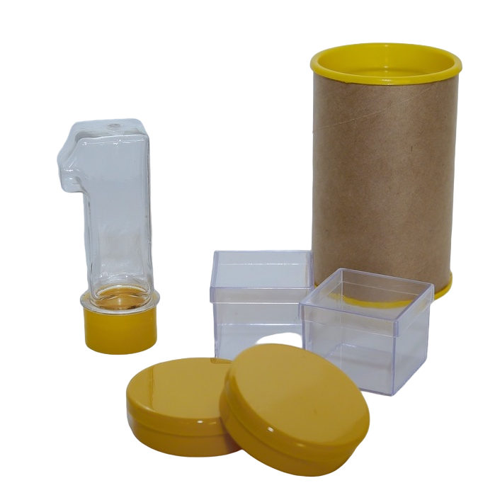 Kit lembrancinhas - 10 Cofrinhos 10 latinhas 5x1 10 caixinhas 5x5 10 tubetes Numero 1- tubete 1 ano