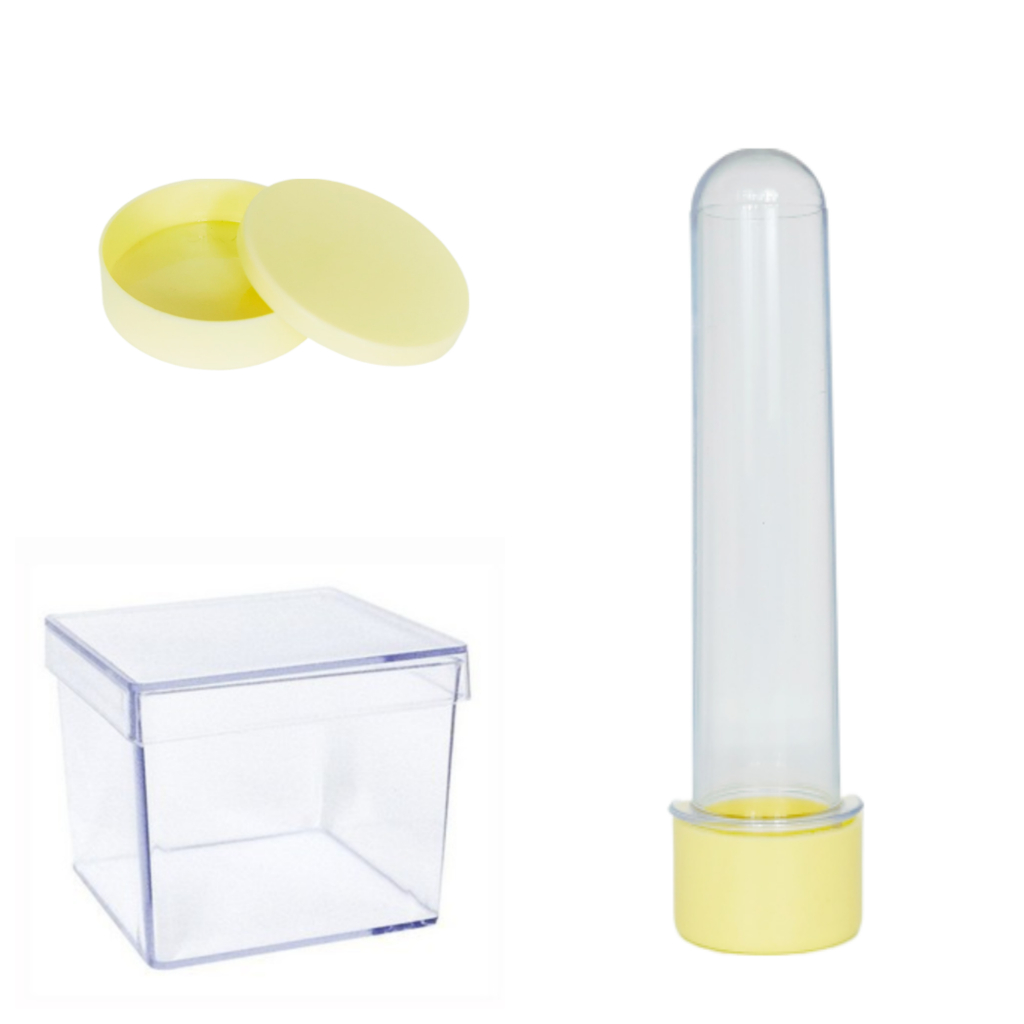 Kit festa 150 itens- 50 Caixinhas 5x5 / 50 Latinhas 5x1/ 50 Tubetes de 13 cm c/ tampa- Lembrancinhas