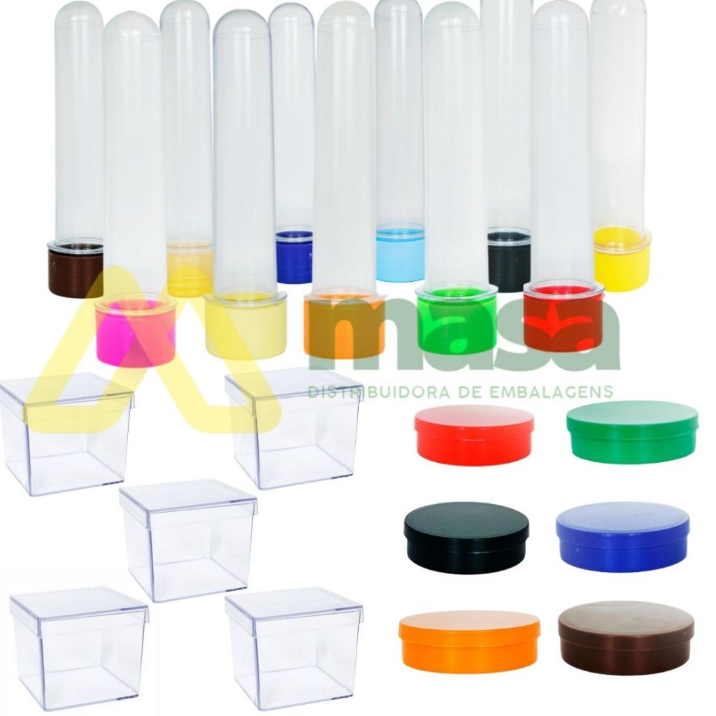 kit festa 75 itens -25 Caixinhas acrilico 5x5 25 Latinhas e 25 Tubetes- Lembrancinhas de aniversario