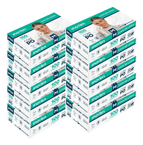 Kit 1000 Und Luvas Descartaveis Latex Inoven Procedimento Industrial Tamanho M Cor Branco