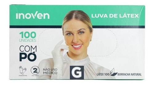 Luva Látex Procedimentos Com Pó Inoven Tamanho  G Com Pó Sim Cor Branco Unidades Por Embalagem 100