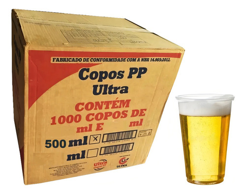Copo Plástico Descartável Post Mix Liso 500ml (1cx) C1000 Cor Transparente