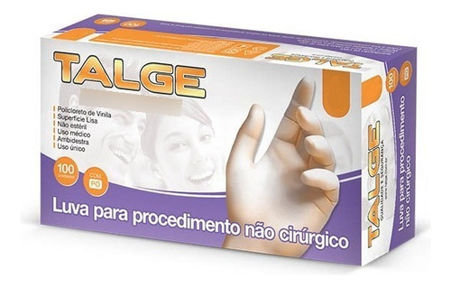 Luvas Descartáveis Talge Luva De Vinil  Cor Transparente Tamanho  P De Vinil Com Pó X 100 Unidades