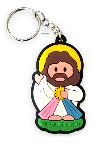 Kit C36 Chaveiro Borracha Jesus Misericordioso Alto Relevo