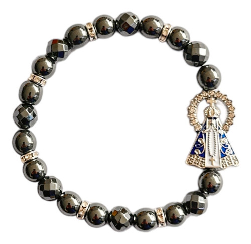 Kit 10 Pulseira Hematita Esferas 6mm Nossa Senhora Aparecida