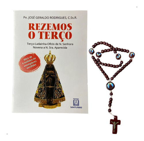 Livro Rezemos Terço Nossa Senhora Aparecida + Terço Madeira em Oferta na Shopee