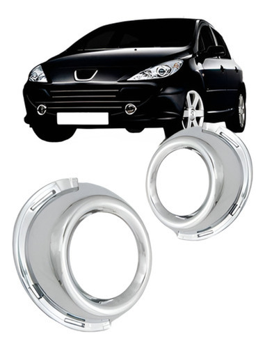 Par Aro Moldura Farol Milha Cromado Peugeot 307 Ano 2007 2008 2009 2010 2011 2012