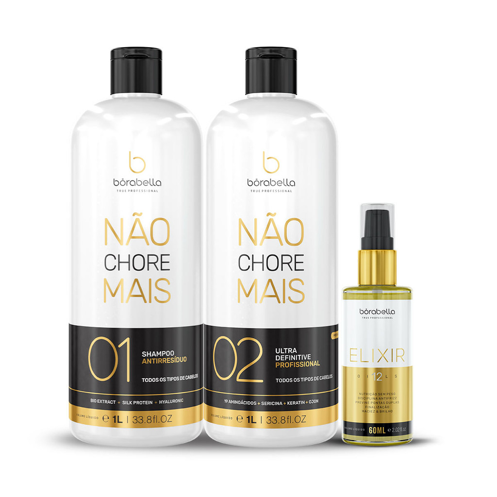 Alisamento Borabella Original Não Chore Mais 2X1L +Bio Elixir 12 Oils
