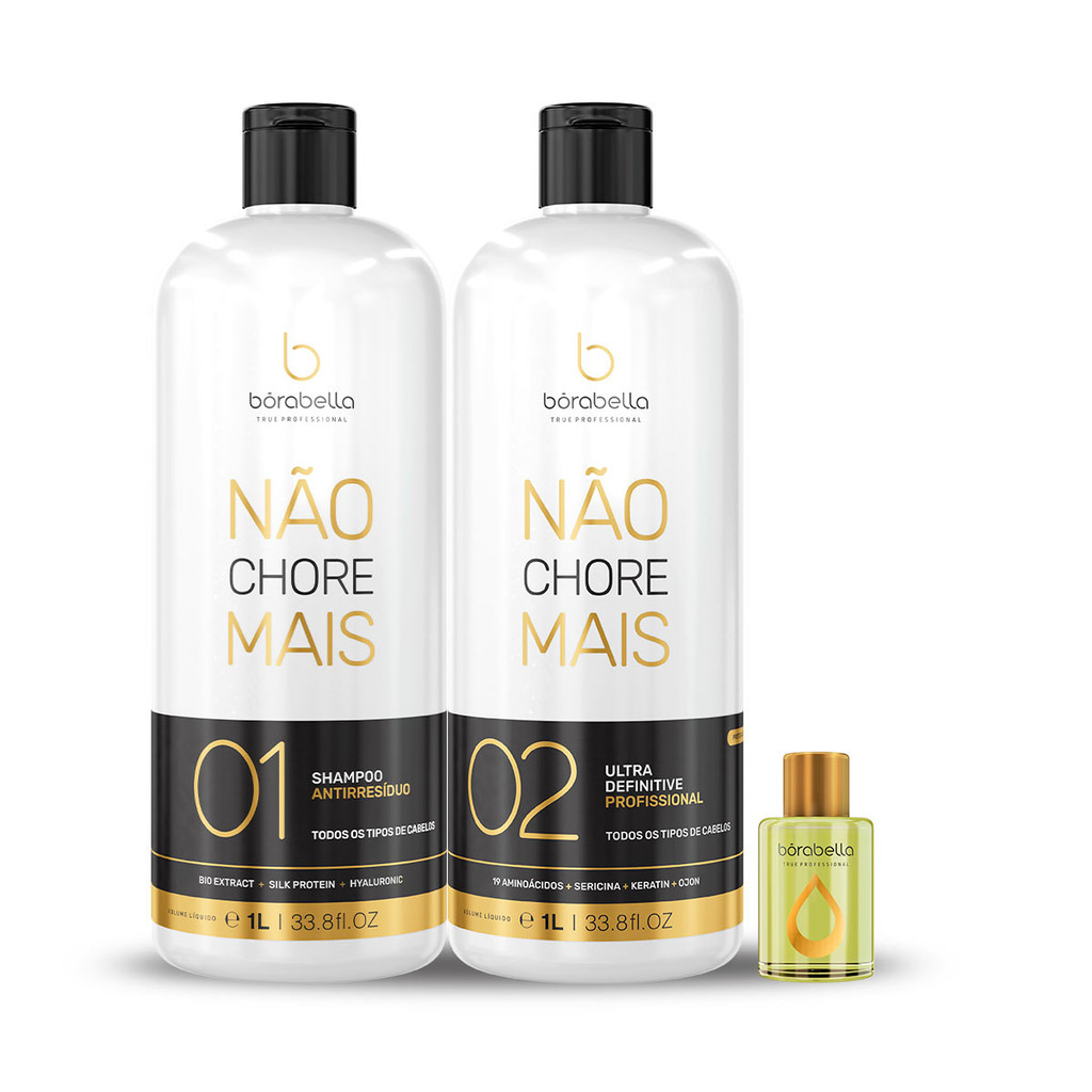 Kit Progressiva Borabella Original Não Chore Mais 2X1L + Argan Oil Macadâmia 7ml
