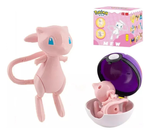 Pokemon Mew Articulado Dobravel Boneco Com Pokeball Pokebola
